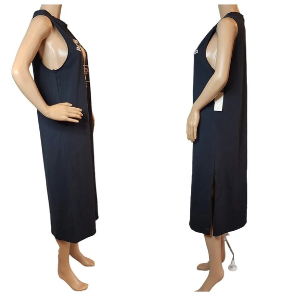 NWT Roxy Black Embroidered sleeves Sleeveless Tee midi dress. Size Large - Picture 6 of 16